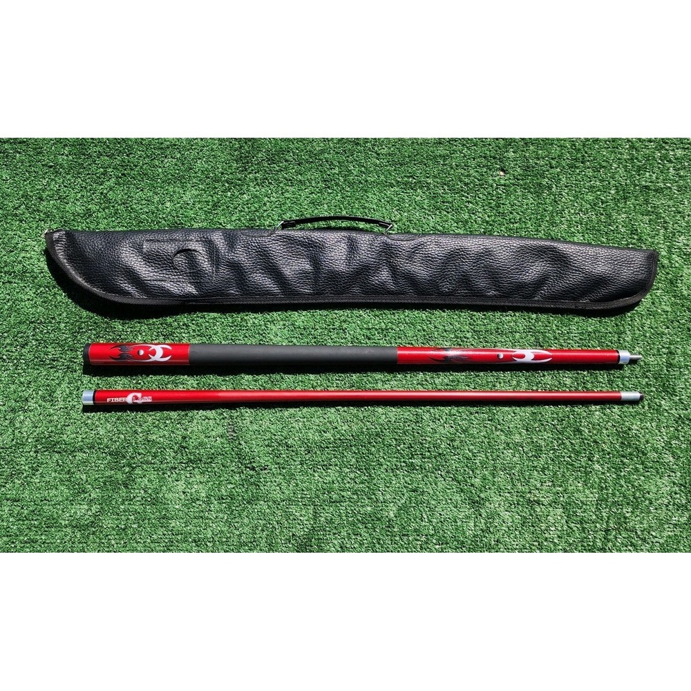 SportCraft 58" Two-Piece Fiber Glass Pool Cue Stick 20 oz. Red With Padded Cover